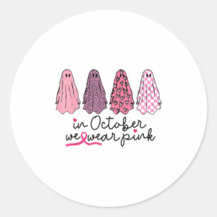 Sticker Rond En Octobre Nous Portons Nk Ghost Boo Halloween Bre