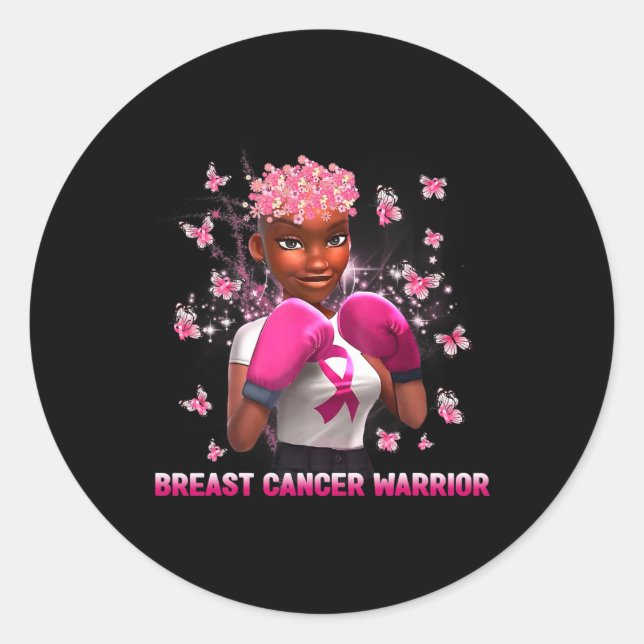 Sticker Rond En Octobre Nous Portons Rose Black Femme Cancer Du (Devant)