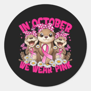 Sticker Rond En Octobre, Nous Portons Une Sensibilisation Au Ca
