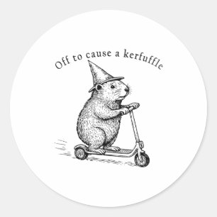 Sticker Rond En route pour causer une agitation, Funny Groundho