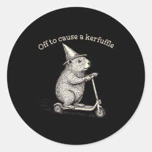 Sticker Rond En route pour causer une pagaille drôle de marmott