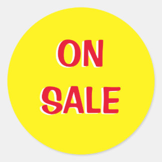 STICKER ROND EN VENTE JAUNE, ROUGE, BLANC