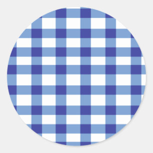 Sticker Rond En vichy bleu
