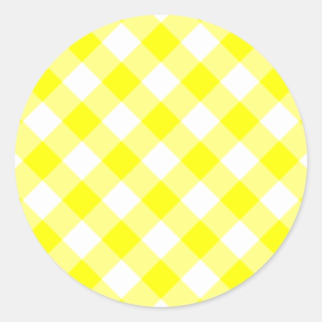 Sticker Rond En vichy jaune et blanc (Devant)