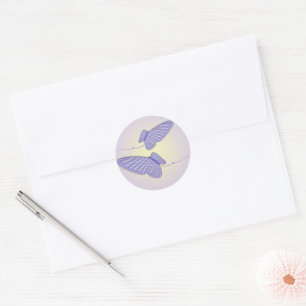 Sticker Rond en vichy papillons