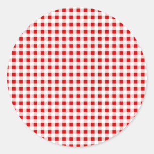 Sticker Rond En vichy rouge + Couleur personnalisée