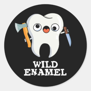 Sticker Rond Enamel sauvage Drôle animal sauvage Jeu de dent Da