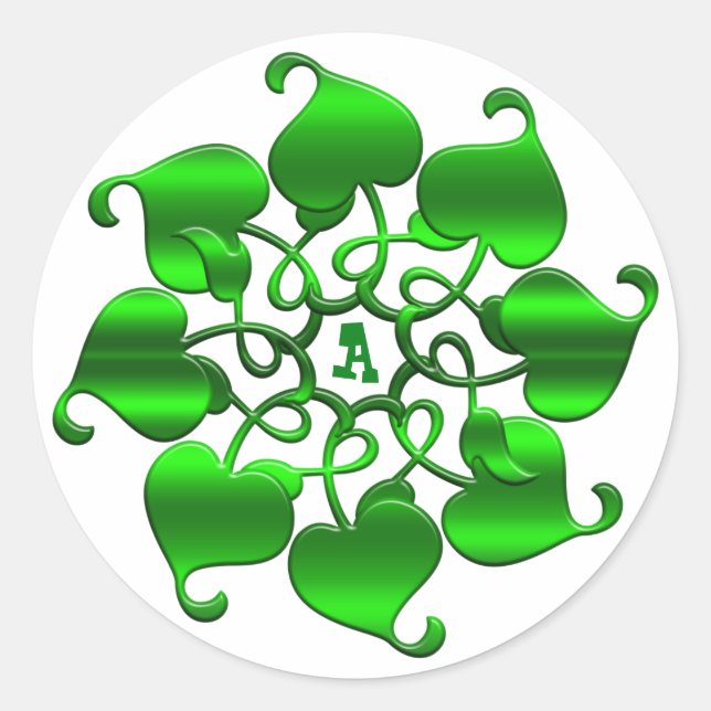 Sticker Rond encerclez le mandala feuille vert. (Devant)