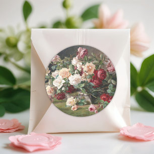 Sticker Rond Encore de la vie avec des roses