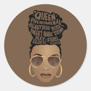 Sticker Rond Encourageant les femmes noires, chaise à cheveux n
