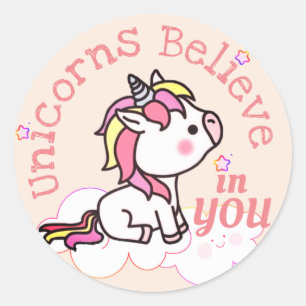 Sticker Rond Encouragement de licorne mignonne