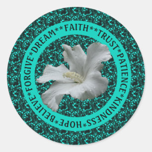 Sticker Rond Encourager les mots Hibiscus Inspirationnel       