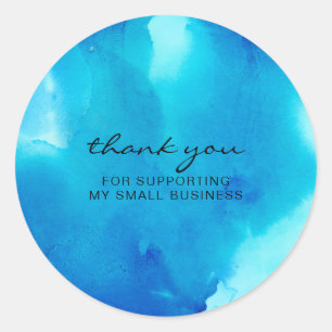 Sticker Rond Encre abstraite Bleu marine Océan Mer Merci