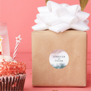 Sticker Rond Encre alcoolique élégante Blush doré Aquarelle ble