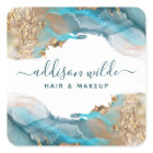 Encre D'Aquarelle Liquide D'Art Moderne Bleu Et Or