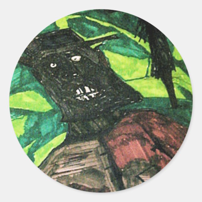 Sticker Rond encre de pilleur de tombe (Devant)