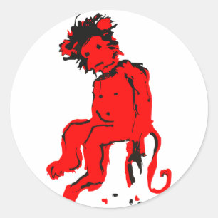 Sticker Rond encre de singe