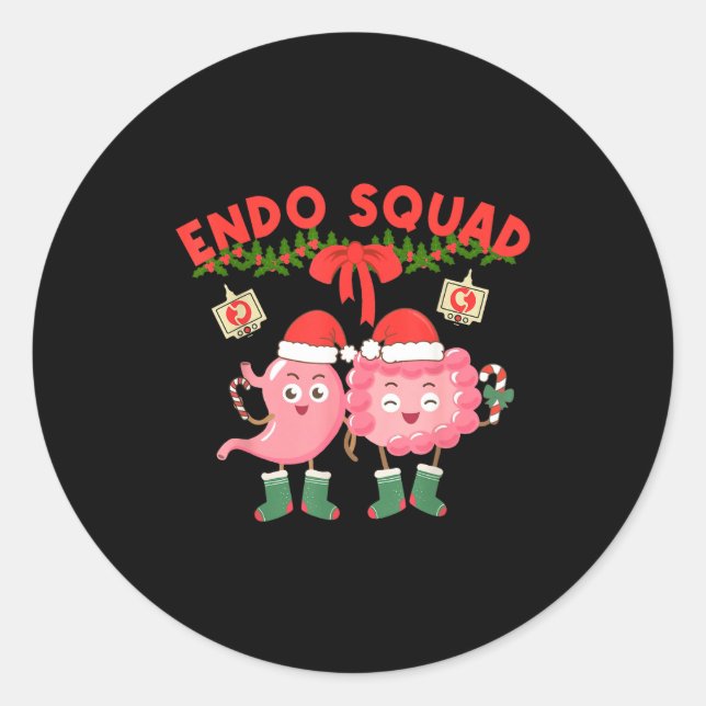 Sticker Rond Endo Squad Nurse Stomach Santa Hat Endoscopy Tech  (Devant)