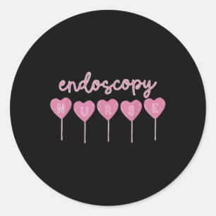 Sticker Rond Endoscopie Infirmière Candy Coeur Valentines Gi Ga