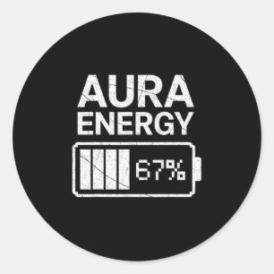 Sticker Rond Énergie Aura à 67 Drôle Six Sept Mème Gen Alpha S