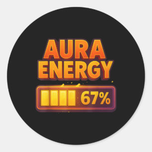 Sticker Rond Énergie Aura À 67 Meme Drôle Six Sept Génération A