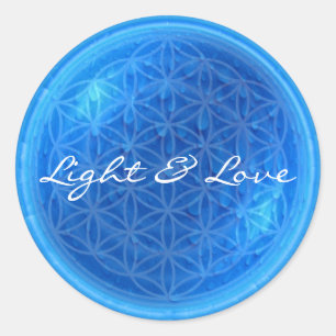 Sticker Rond Énergie de l'eau avec fleur de vie Lumière et am