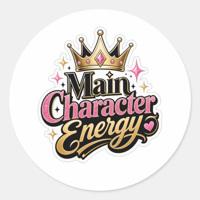 Sticker Rond Énergie de personnage principal (Devant)