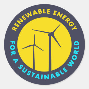 Sticker Rond Énergie Renouvelable Pour Un Monde Durable