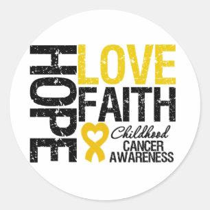 Sticker Rond Enfance Cancer Hope Love Faith