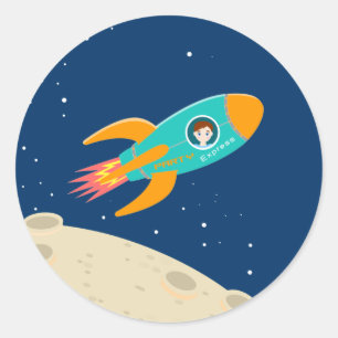 Sticker Rond Enfant astronaute à la fête d'anniversaire de la