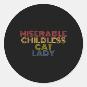 Sticker Rond Enfant Chat Lady Retro Vintage