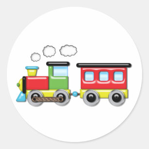 Sticker Rond Enfant coloré ; locomotive et cambuse de s