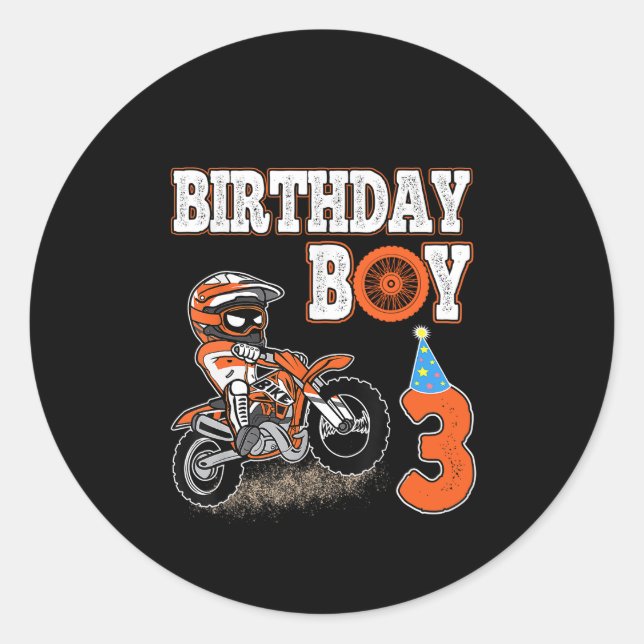 Sticker Rond Enfant de 3 ans - Enfant d'anniversaire - Vélo de  (Devant)