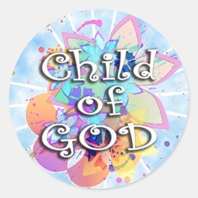 Sticker Rond Enfant de Dieu, en pastel (Devant)