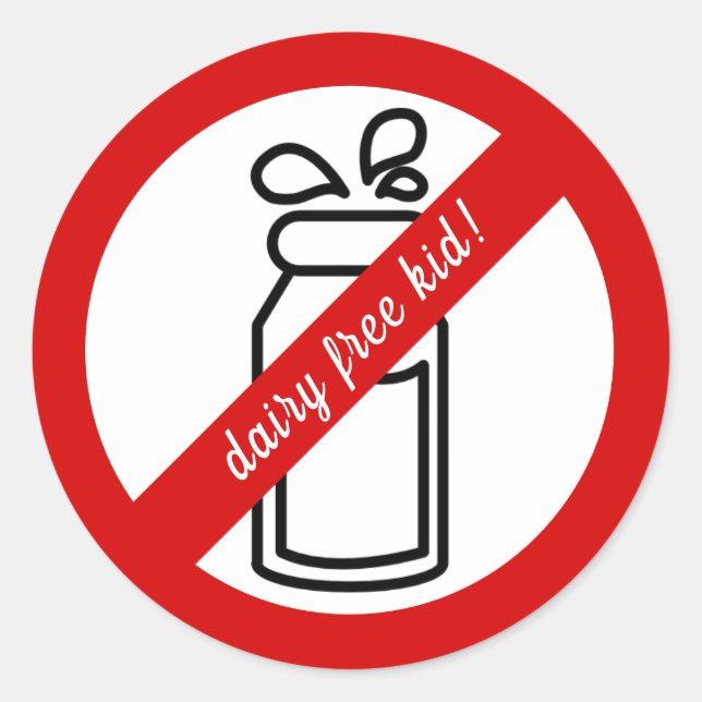 Sticker Rond Enfant sans lait ! Alerte d'allergie laitière pour (Devant)