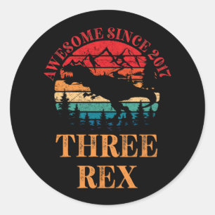 Sticker Rond Enfant Vintage 3ème anniversaire Trois Rex Troisiè