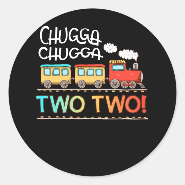 Sticker Rond Enfants 2e anniversaire Boy Train Chugga Chugga De (Devant)