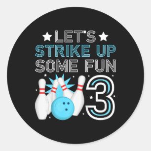 Sticker Rond Enfants 3e anniversaire de la fête Bowling Boy 3 a