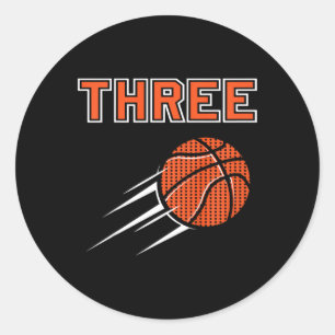 Sticker Rond Enfants 3e anniversaire de la partie de basket Jer