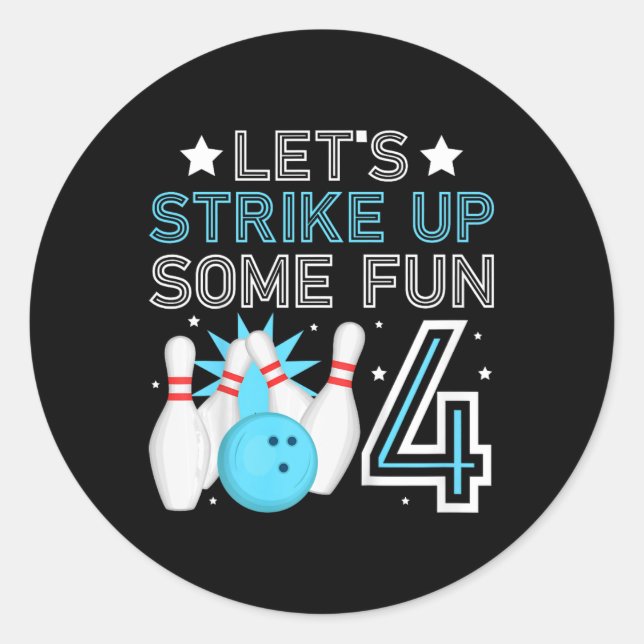Sticker Rond Enfants 4e anniversaire de la fête Bowling Boy 4 a (Devant)