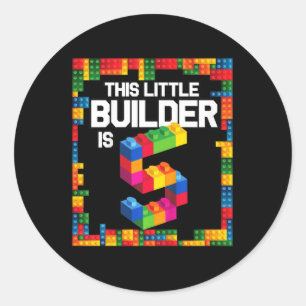 Sticker Rond Enfants 5 ans Blocs Bâtiment Anniversaire Brique 5