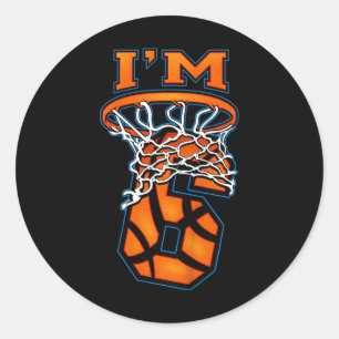 Sticker Rond Enfants 6e anniversaire Basketball Je suis 6 Garço