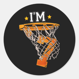Sticker Rond Enfants 7e anniversaire Basketball I'm 7 Garçon Fi