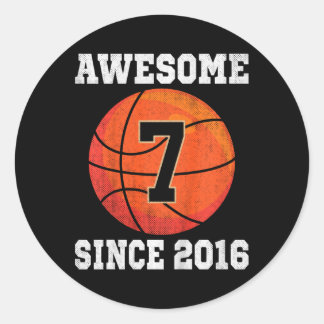 Sticker Rond Enfants 7e anniversaire Bysketbyll Lover 7 ans Vin
