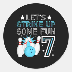 Sticker Rond Enfants 7e anniversaire de la fête Bowling Boy 7 a