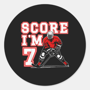 Sticker Rond Enfants 7e anniversaire hockey sur glace garçon se