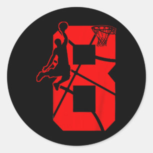 Sticker Rond Enfants 8 ans 8ème Basketball Anniversaire FêteThè