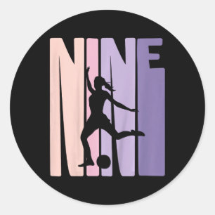 Sticker Rond Enfants 9 ans Football Girls Cadeau 9e anniversair