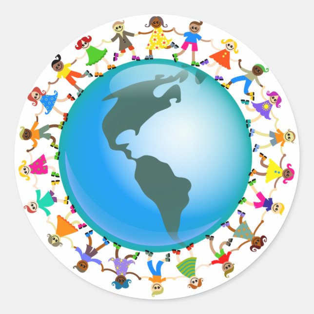 Sticker Rond Enfants américains (Devant)