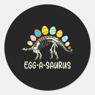 Sticker Rond Enfants Amusants Eggasaurus Dinosaure Chasse aux o